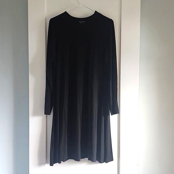 NWT Eileen Fisher Viscose Jersey stretch dress in black size Large - Picture 1 of 6